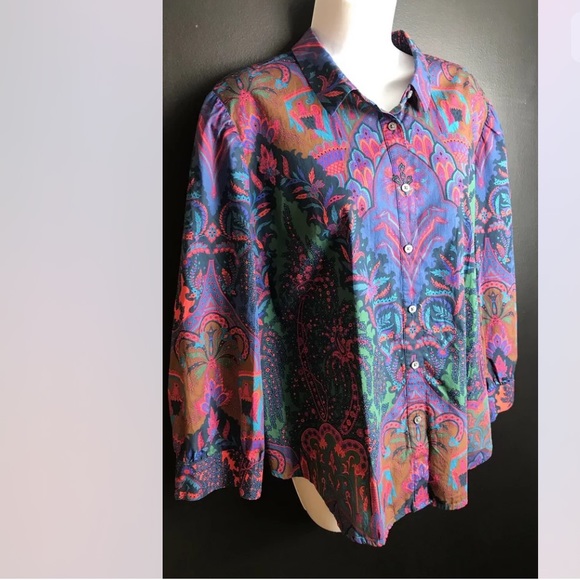 New J.CREW Ratti Print Puff Sleeve Button Down Top Italian Fabric Plus Sized - Picture 4 of 14